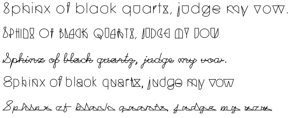 Machine Tool Fonts, rendered in Inkscape